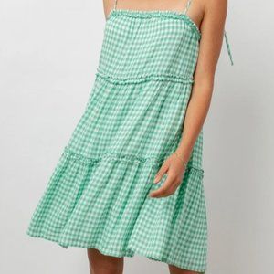 Caralyn Linen Dress - Basil Gingham - by Rails